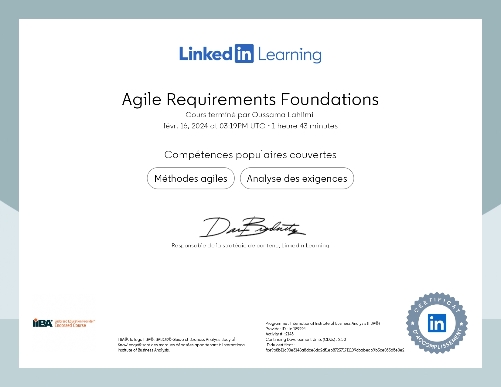 Agile Requirements Foundations oussama lahlimi taourirt